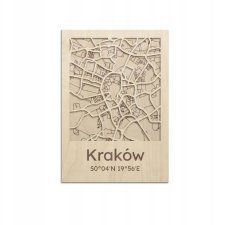 Drewniany obraz 3D MAPA MIASTA Kraków Plan miasta Drewniany obraz na ścianę
