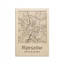 Mapa plan miasta Mapa z ulicami RZESZÓW Obrazy drewniane na ścianę Plakat