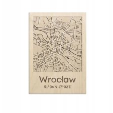 Drewniany obraz WROCŁAW Plan miasta z ulicami Mapa ścienna Wrocław