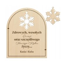 Drewniane życzenia świąteczne Kartka świąteczna PERSONALIZOWANA Z GWAIZDKĄ