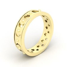 antystresowy pierścionek obrączka MOON PHASES - srebro złocone 14K