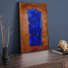 Obraz abstrakcyjny "Blue Root" – akryl na papierze – ultramaryna i brąz, 42 x 59,4 cm