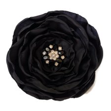 Broszka czarna kwiat 8cm