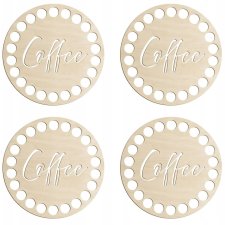 Podkładka pod kubek szydełko 4SZT napis z napisem COFFEE Baza KOŁO 10cm