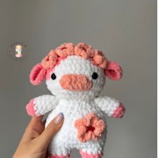 Szydełkowa Krówka Kwiatuszka, pluszowa maskotka handmade, prezent dla dziecka