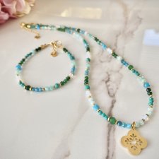 Komplet biżuterii naszyjnik choker bransoletka turkusy apatyt