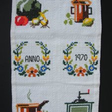 Vintage makatka obrazek haft krzyżykowy retro dekoracja kuchnia