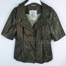 River Island czarno złoty żakiet krótkie rękawy z wool 12 / 38