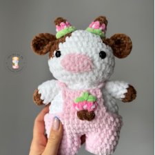 Szydełkowa Krówka, pluszowa maskotka handmade, prezent dla dziecka