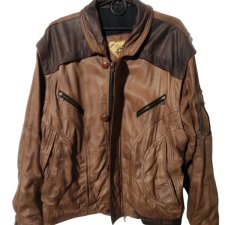 Skórzana kurtka vintage z odpinanymi rękawami L/XL