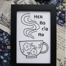 Herbaciara - haft w ramce (czarna)