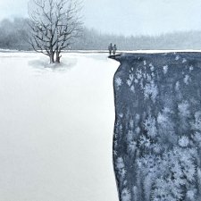 Razem w smutku i radości na zawsze Akwarela original 30/21 cm