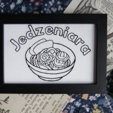 Jedzeniara - haft w ramce (czarna)