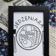 Jedzeniara - haft w ramce (czarna)