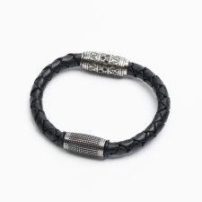 Bransoletka Męska Skórzana Czarna BLACK COIL