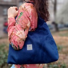 Zamszowa torba Hobo Margo Granatowa