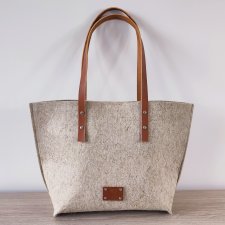 Torebka lniana - len i skóra - minimalistyczna