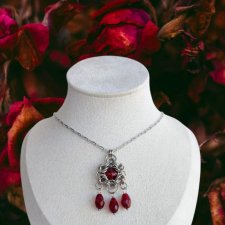 Crimson Masquerade Naszyjnik Stal Nierdzewna Szkło Wodoodporny Hipoalergiczny