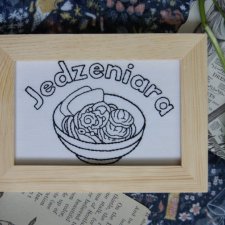 Jedzeniara - haft w ramce (drewno)