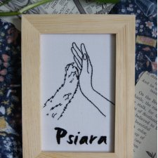 Psiara - haft w ramce (drewno)