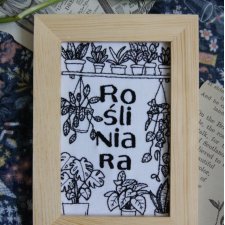 Rośliniara - haft w ramce (drewno)