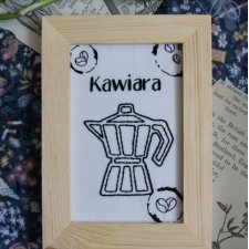 Kawiara - haft w ramce (drewno)