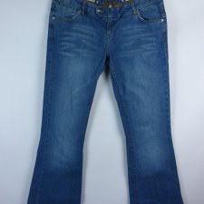 Karen Millen spodnie jeans biodrówki szersze doły nogawek / 42