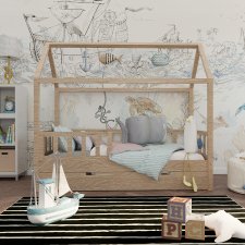 Łóżko drewniane domek pod materac 80x160 cm