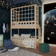 Łóżko piętrowe ze sznurkowymi panelami pod materac 90x200 cm