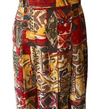 Vintage 90s kolorowa spódnica maxi Vintage guziki wzory plisowana Unikat