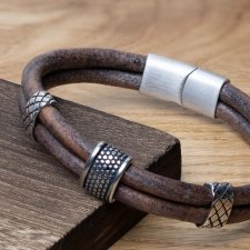 Unikatowa Bransoletka Męska ze Skóry Naturalnej RUSTMARK