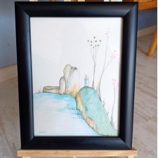 Akwarela w ramie "Mały Książe" 28*22cm