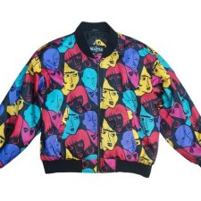 Vintage Bomberka w twarze print wiosna lato kolorowa Unikat
