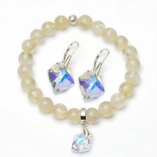 Unikatowy Komplet Srebrnej Biżuterii Swarovski Crystal Cosmic
