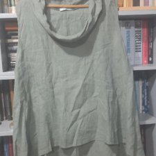 Lniana bluzka tunika oversize khaki