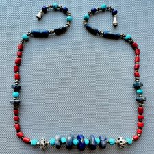 Native American Jewelry ❤ Turkusy, lapis lazuli, koral ❤ Niespotykany naszyjnik ❤