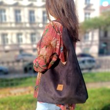 Zamszowa torba Hobo Bonita Czekoladowa