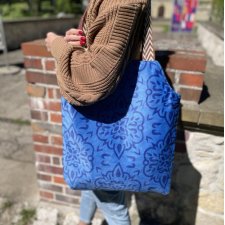Shopper bag niebieska A4 handmade