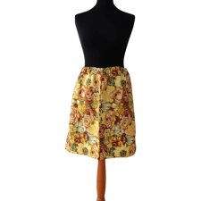 Żółta brązowa zielona spódnica w kwiaty retro hippie vintage