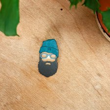 Hipster - przypinka drewniana
