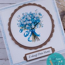 Kartka na Dzień Mamy z bukietem niezapominajek