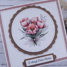 Kartka na Dzień Mamy (lub inną okazję) z bukietem tulipanów