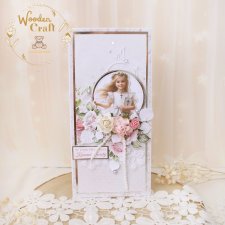 Kartka komunijna pamiątka pierwszej komunii świętej "PinkRoses2" GOTOWA
