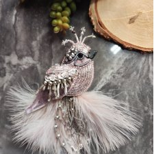 Broszka Velvet Bird z wymiennymi piórami – Unikalna biżuteria 3D wyszywana