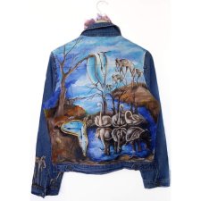 Ręcznie Malowana Kurtka Jeansowa – Unikalna Kurtka Artystyczna w Stylu Surrealizmu