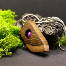 "Akacja Magentowa" – kobiecość zaklęta w drewnie i kamieniu - agat, handmade, prezent