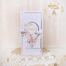 Kartka komunijna pamiątka pierwszej komunii świętej "PinkRoses3" GOTOWA
