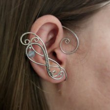 Oryginalne nausznice kolczyki błękitny topaz zausznice wire wrapping