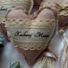 Serce dla mamy rustykalne pudrowy róż