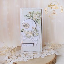 Kartka komunijna pamiątka pierwszej komunii świętej "WhiteRoses5"GOTOWA
